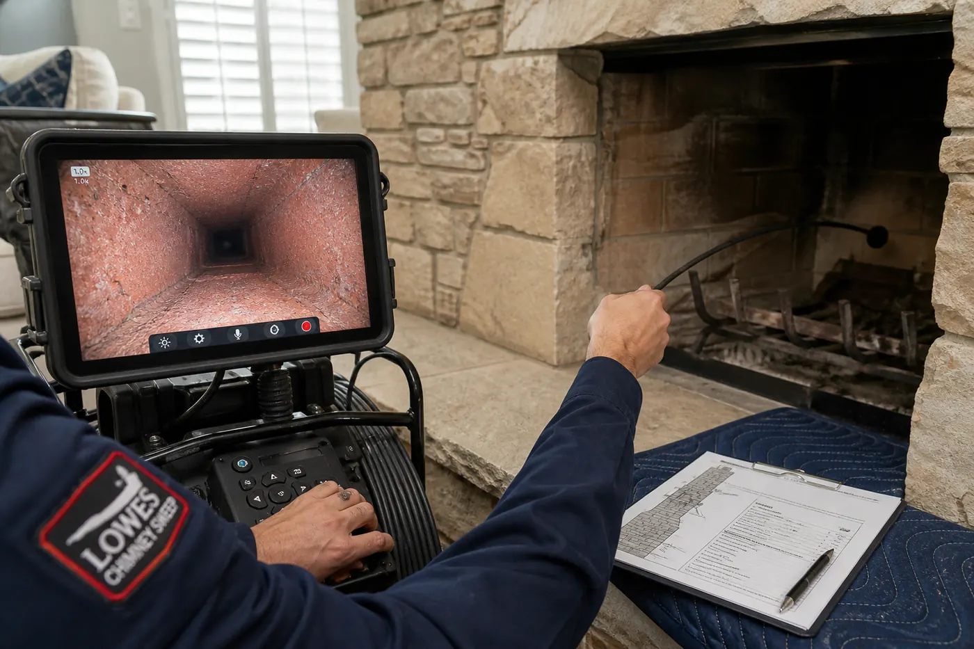 Lowes Chimney Sweep service illustration for Chimney Inspection Cost in Dallas: Level 1, 2 & 3 Explained in a Dallas Fort Worth home