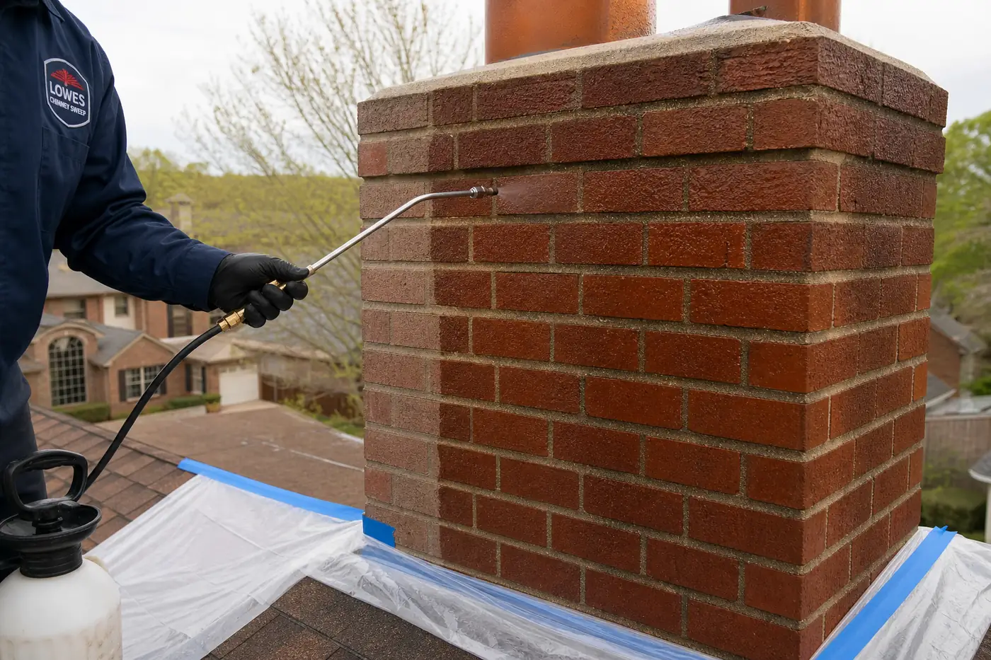 Lowes Chimney Sweep service illustration for Chimney Waterproofing Cost in Dallas in a Dallas Fort Worth home