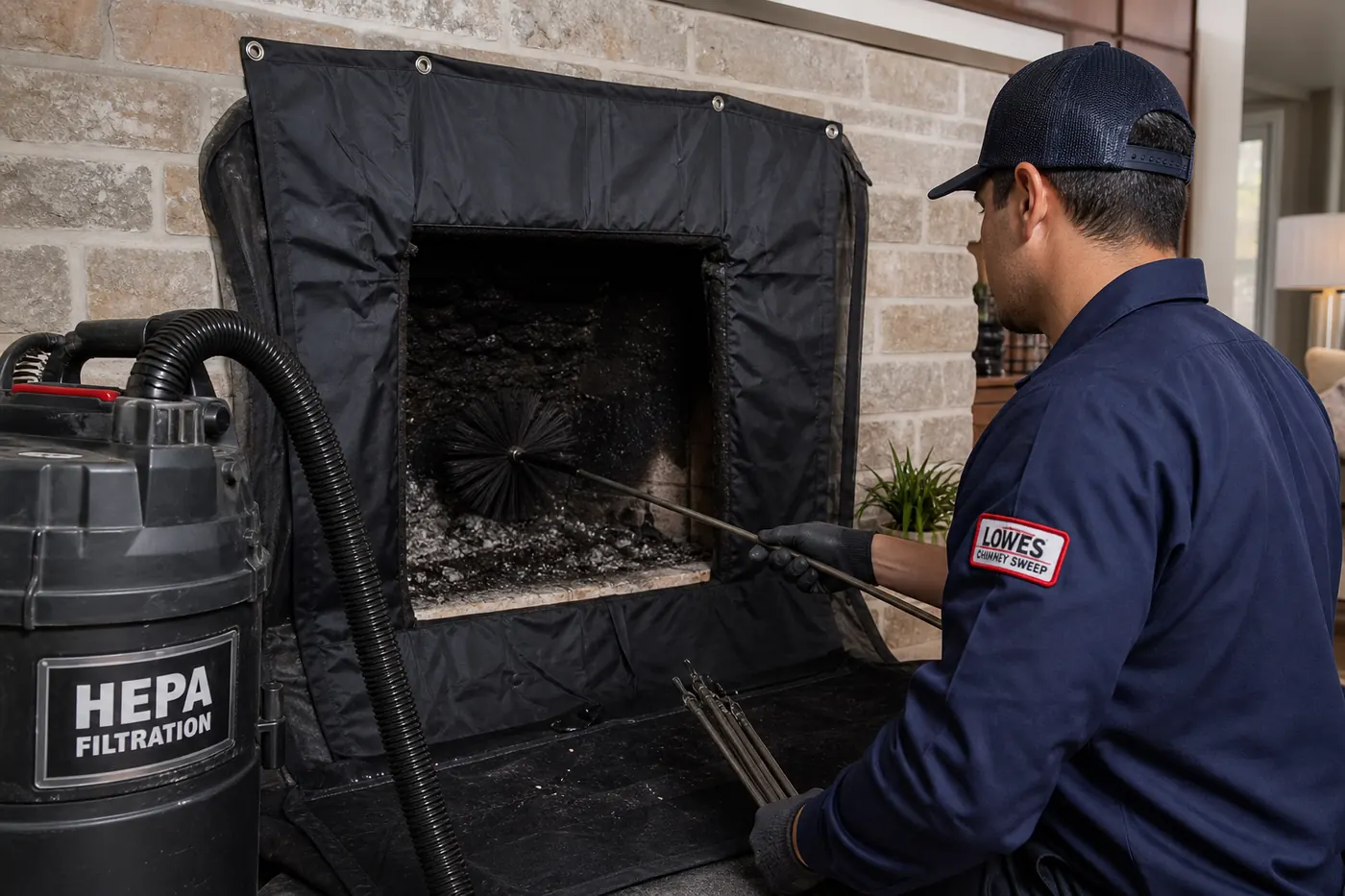 Lowes Chimney Sweep service illustration for Creosote Removal Cost in Dallas: Stage 1, 2 & 3 in a Dallas Fort Worth home