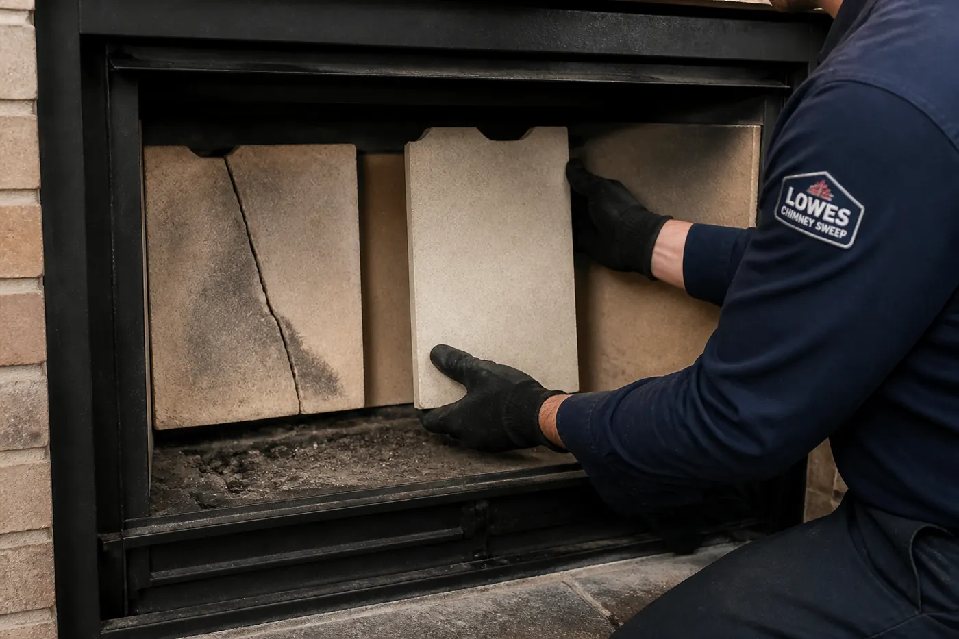 Lowes Chimney Sweep service illustration for Firebox & Refractory Panel Repair Cost in Dallas in a Dallas Fort Worth home
