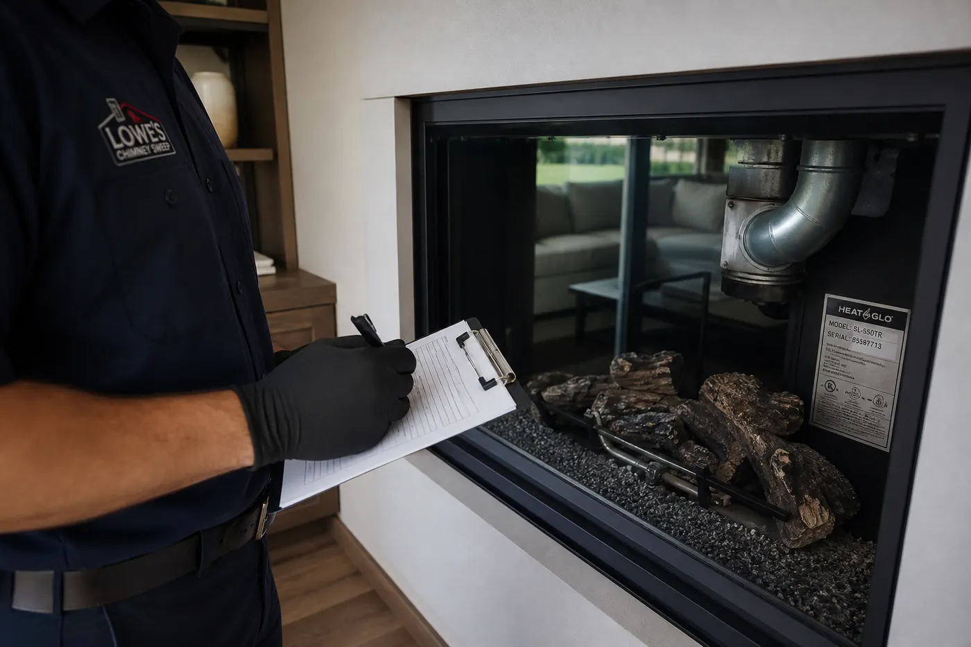 Lowes Chimney Sweep service illustration for Gas Fireplace Inspection Cost in Dallas in a Dallas Fort Worth home