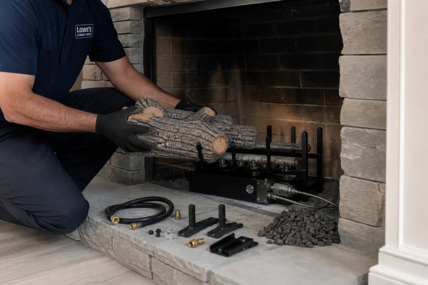 Lowes Chimney Sweep service illustration for Wood-to-Gas Fireplace Conversion Cost in Dallas in a Dallas Fort Worth home