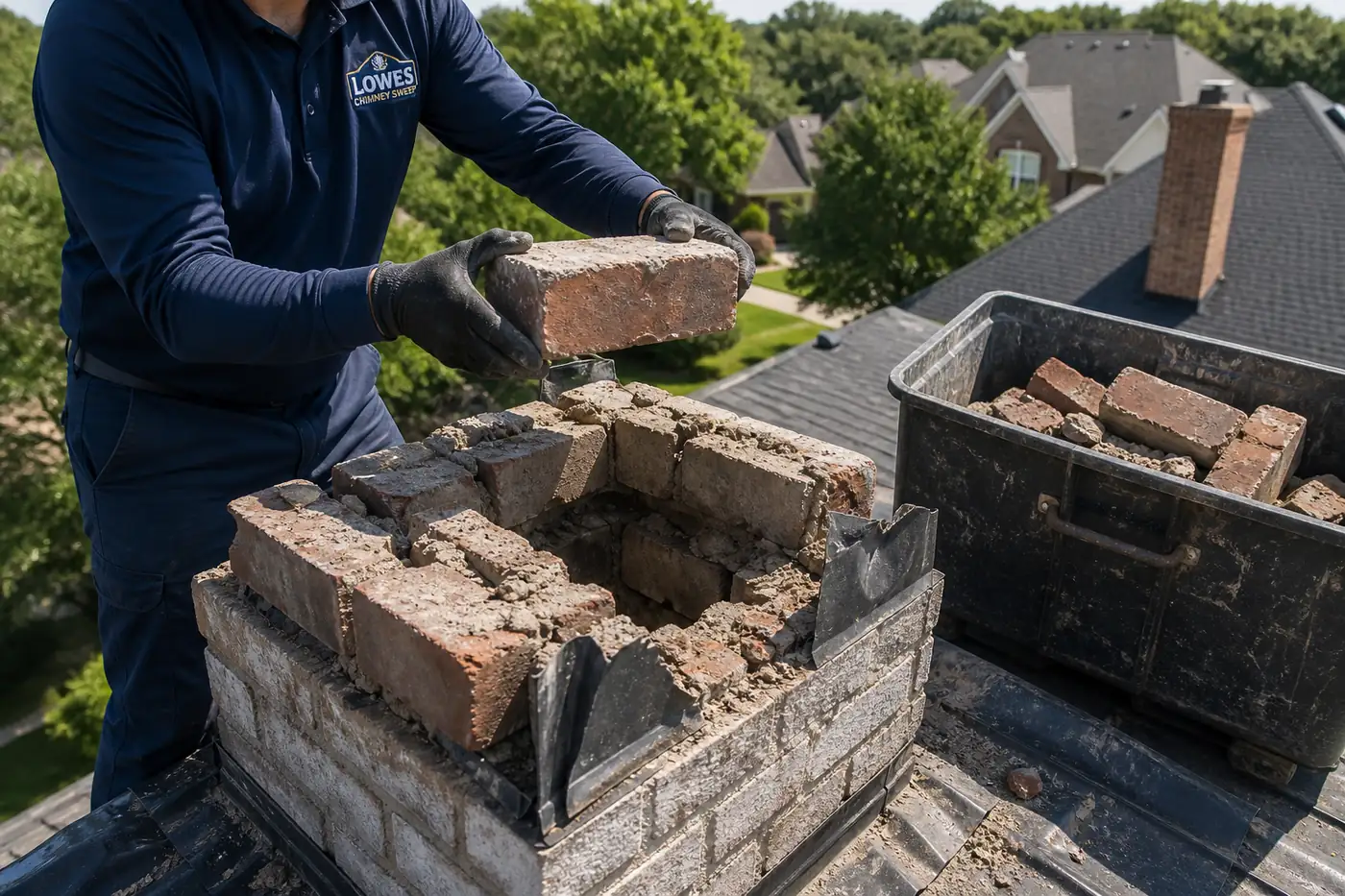 Lowes Chimney Sweep service illustration for Chimney Removal Cost in Dallas in a Dallas Fort Worth home