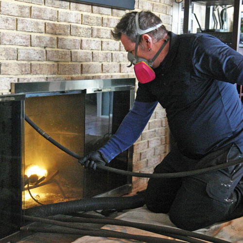 Chimney sweeping equipment used for flue and firebox cleaning