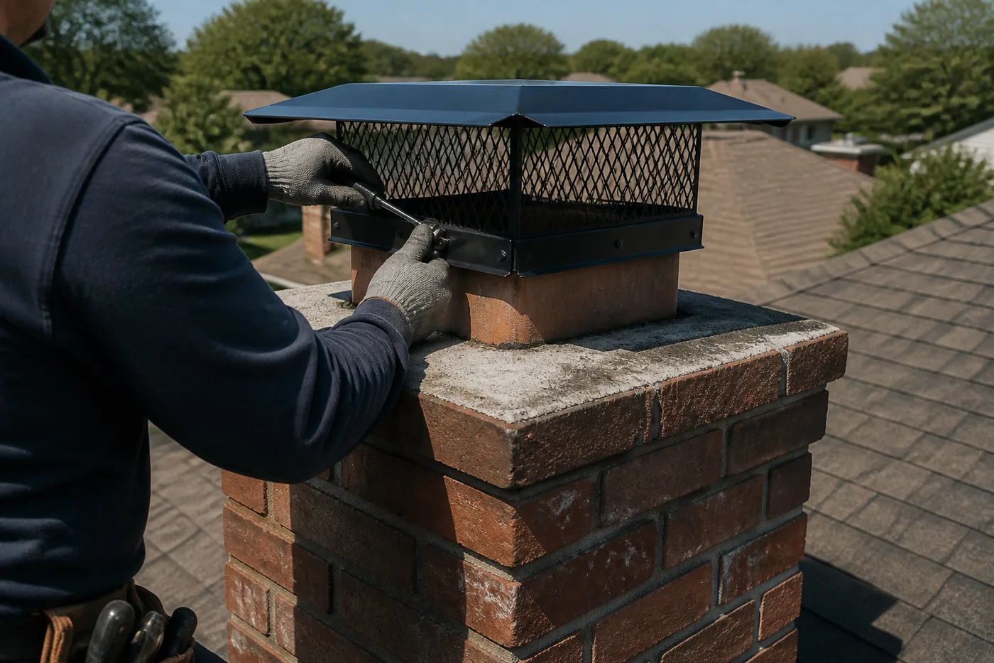Chimney cap repair in Dallas-Fort Worth, TX by the Lowes Chimney Sweep crew