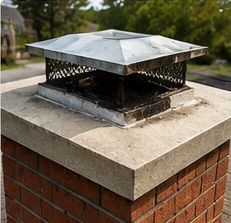 Chimney cap repair on a brick chimney