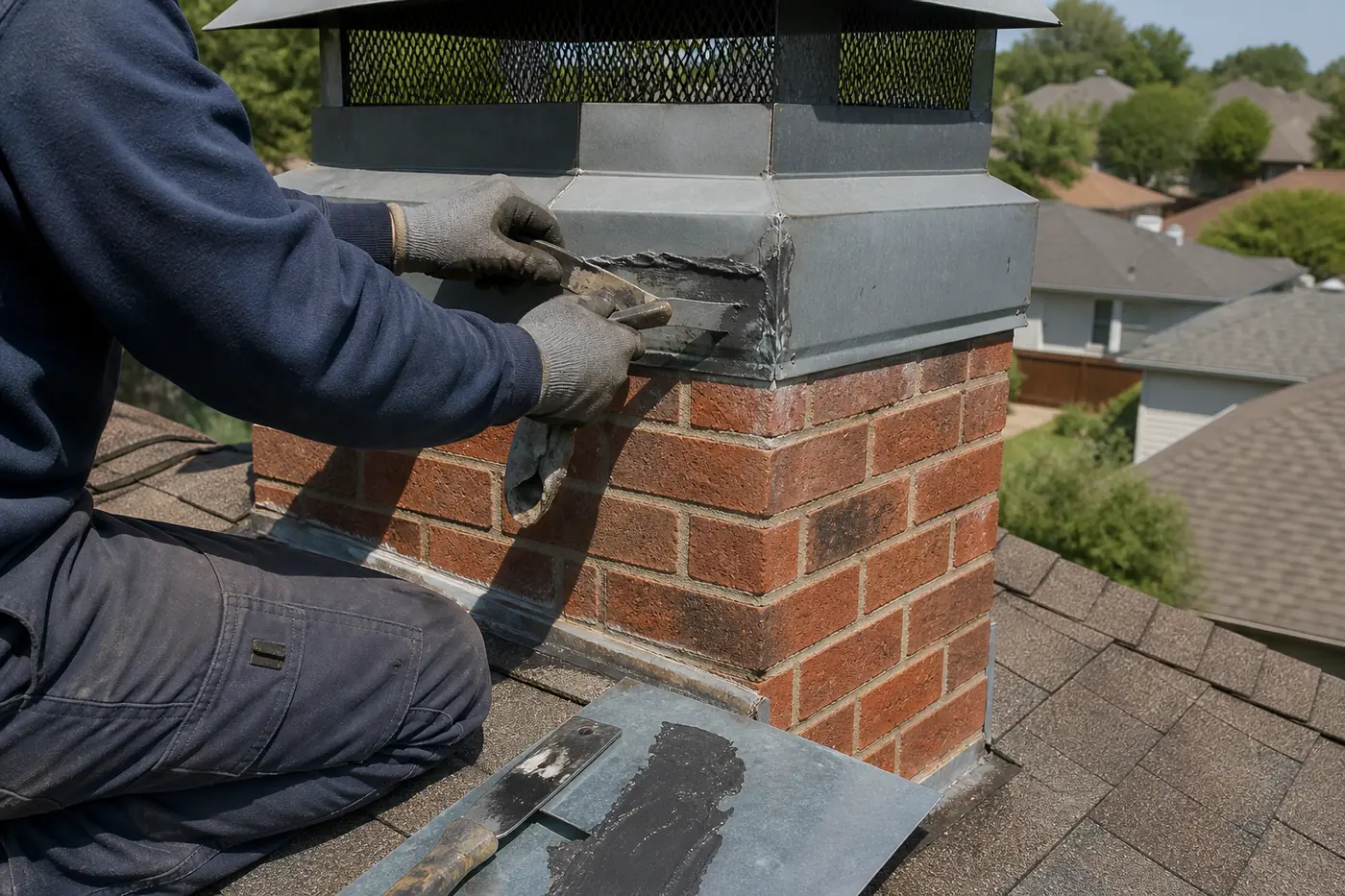 Chimney chase repair in Dallas-Fort Worth, TX by the Lowes Chimney Sweep crew