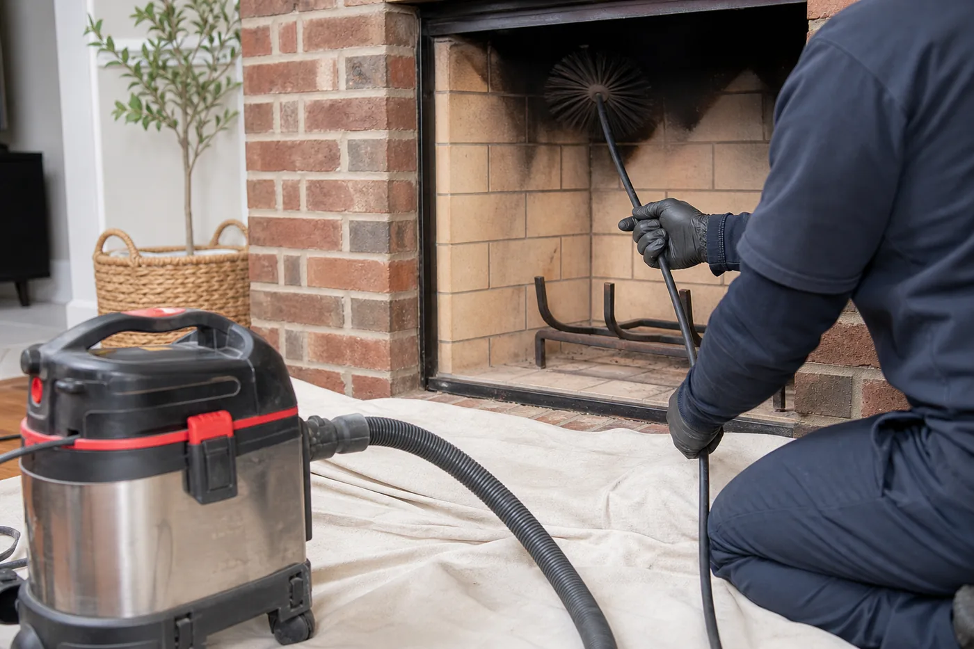 Chimney cleaning in Dallas–Fort Worth, TX by the Lowes Chimney Sweep crew