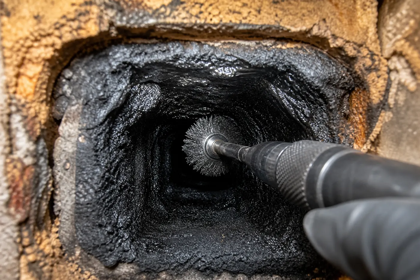 Creosote removal in Dallas–Fort Worth, TX by the Lowes Chimney Sweep crew