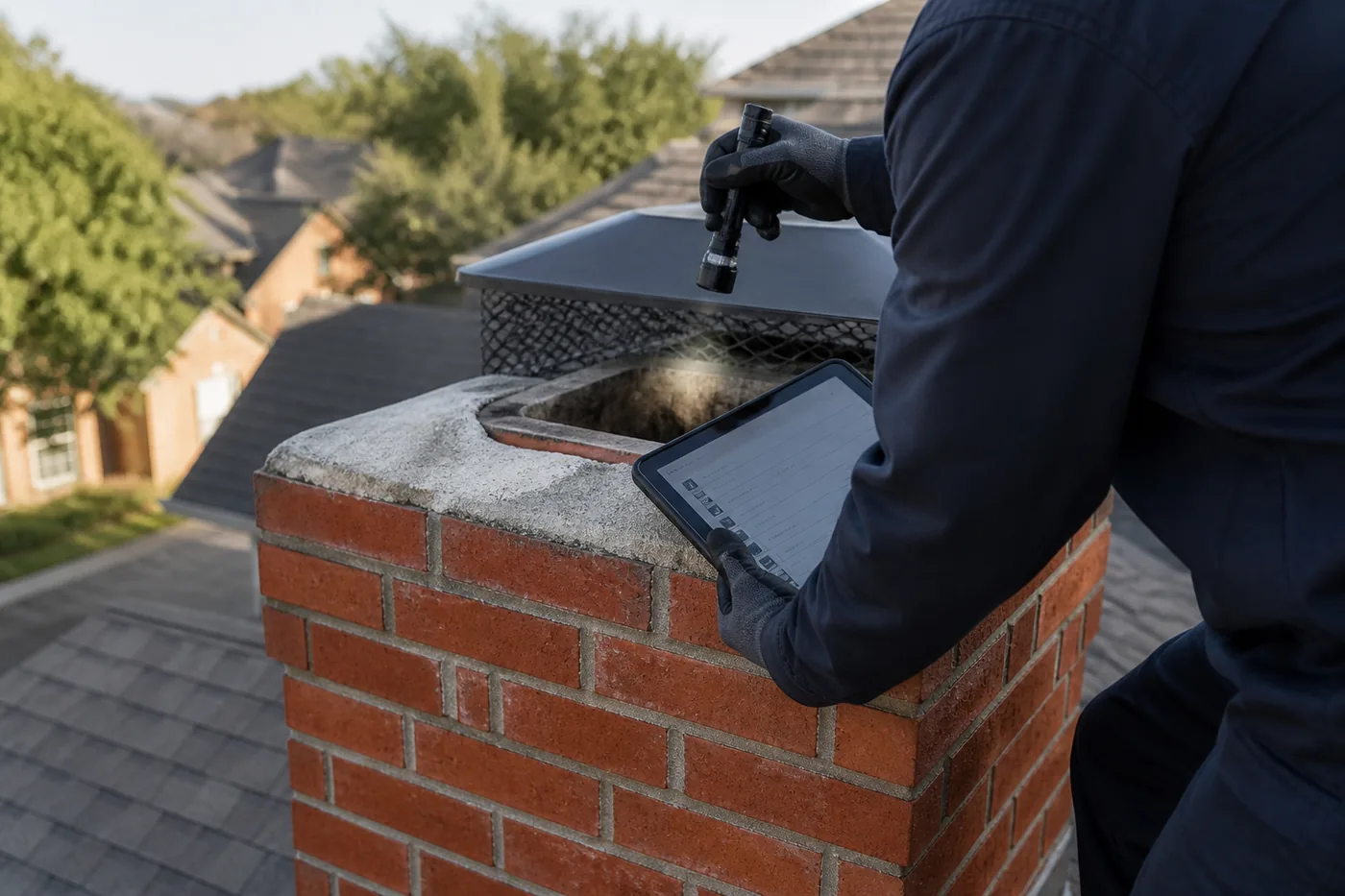 Chimney inspection in Dallas–Fort Worth, TX by the Lowes Chimney Sweep crew