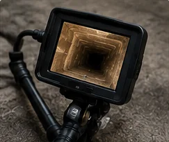 Chimney inspection with camera inside flue