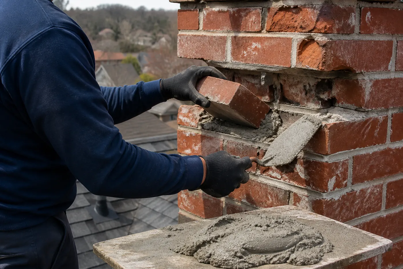 Chimney masonry repair in Dallas–Fort Worth, TX by the Lowes Chimney Sweep crew