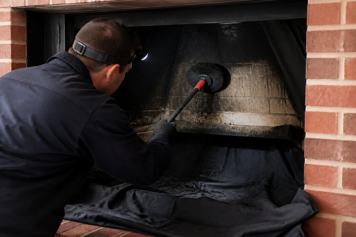 Smoke chamber cleaning in Dallas–Fort Worth, TX by the Lowes Chimney Sweep crew