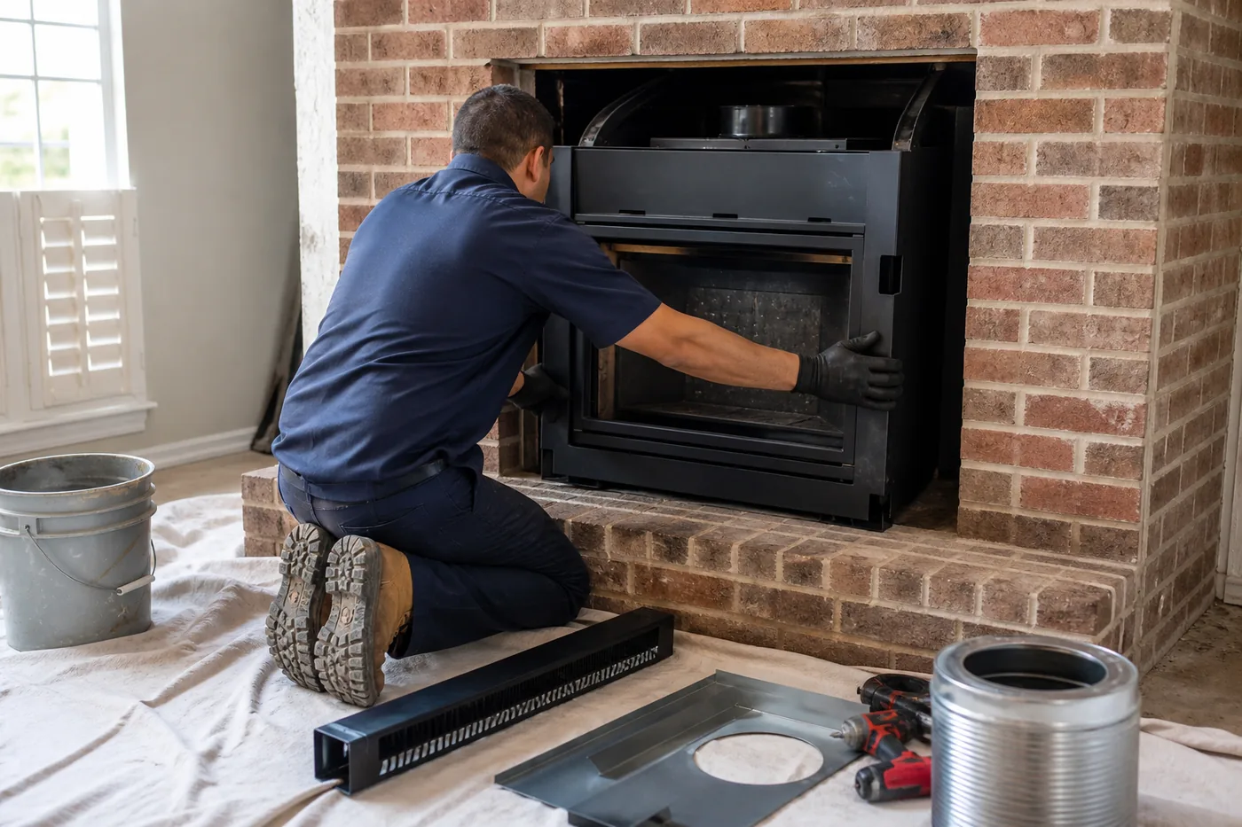 Fireplace installation in Dallas-Fort Worth, TX by the Lowes Chimney Sweep crew