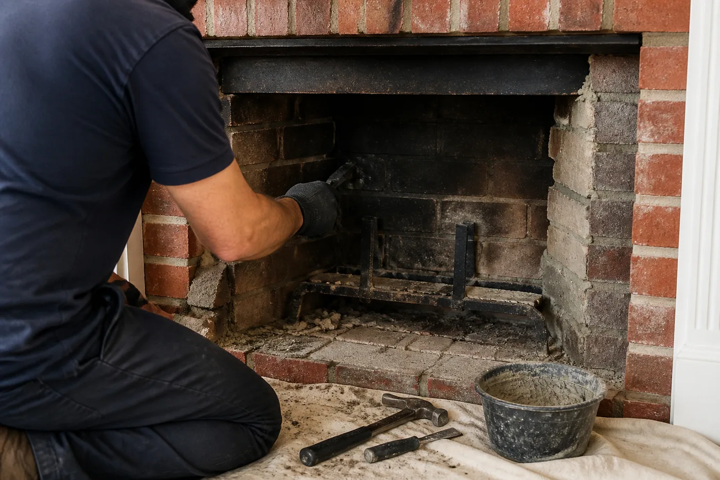 Fireplace repair in Dallas–Fort Worth, TX by the Lowes Chimney Sweep crew
