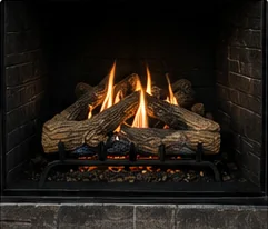 Wood fireplace converted to gas fireplace