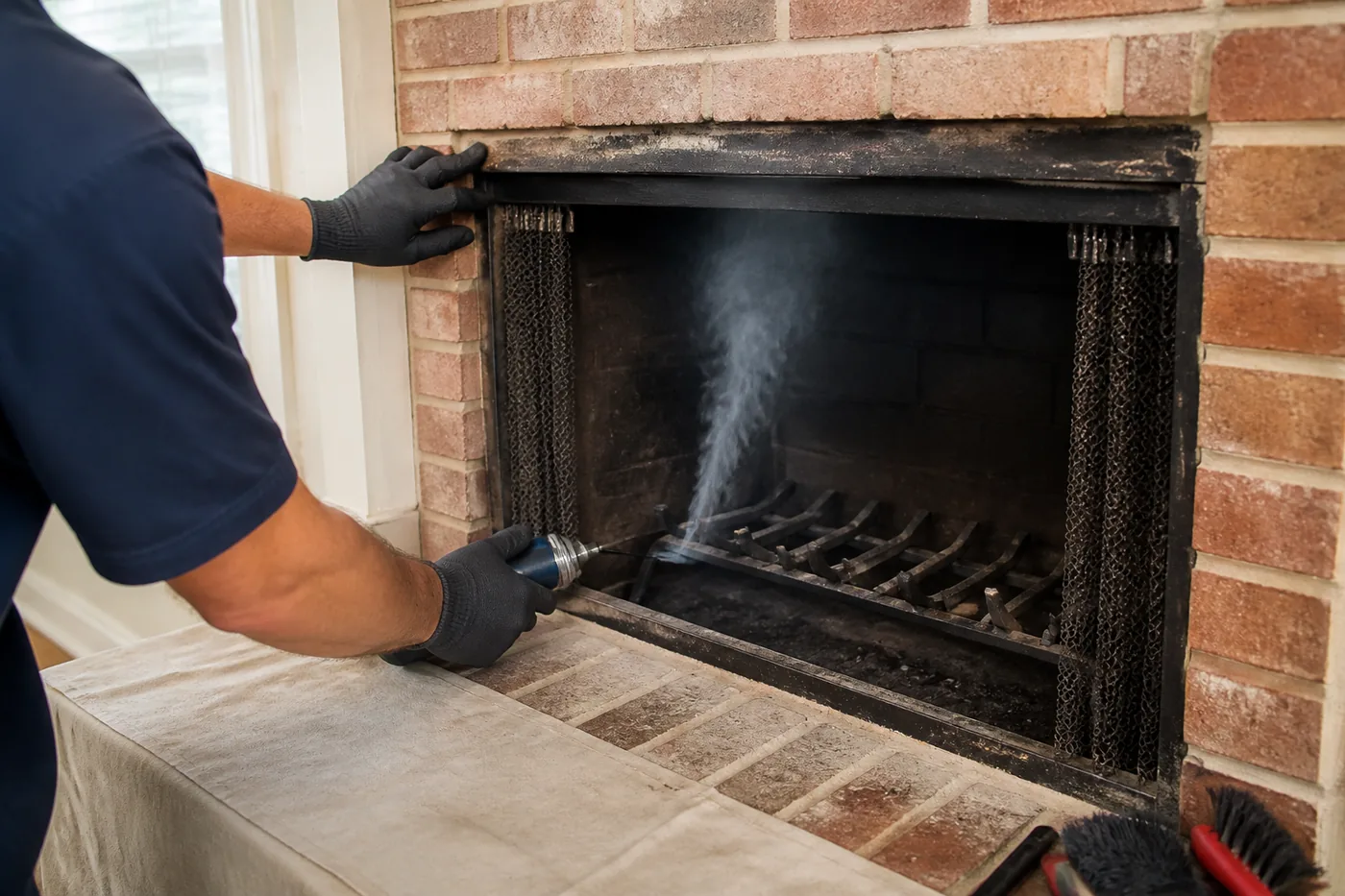 Smoking fireplace repair in Dallas-Fort Worth, TX by the Lowes Chimney Sweep crew