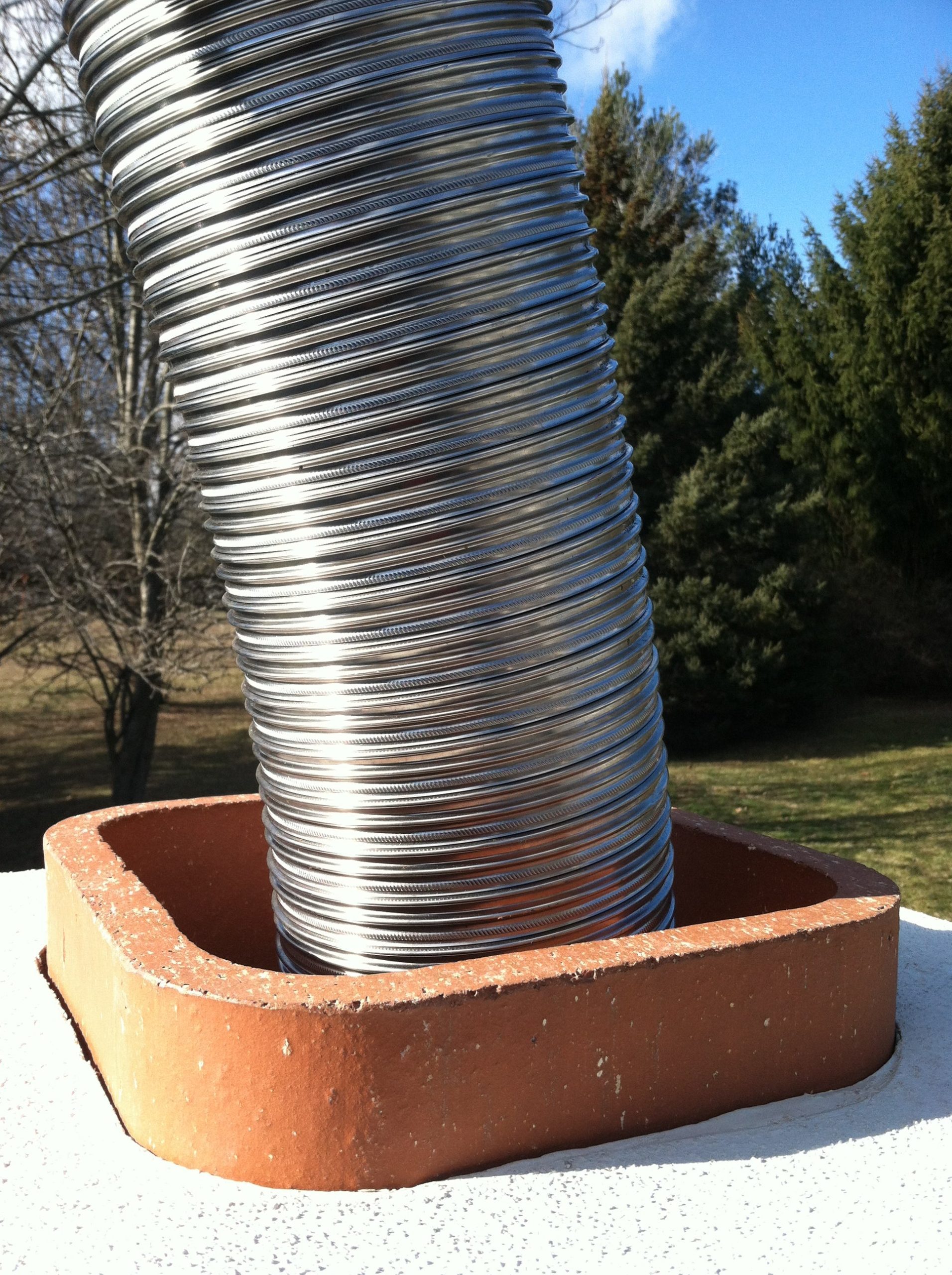 Chimney flue liner during a professional inspection