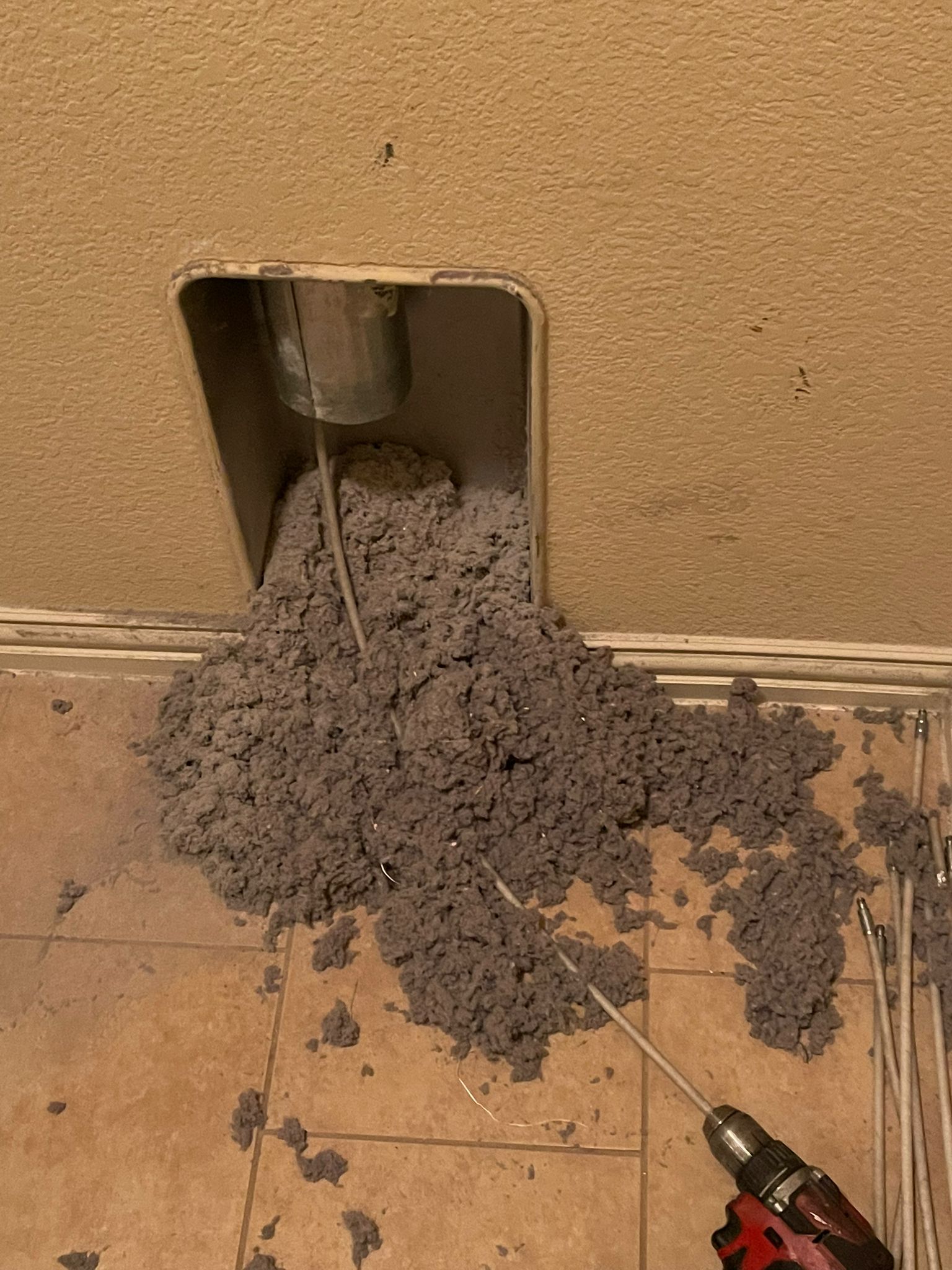 Lint removed during a dryer vent cleaning in Dallas Fort Worth