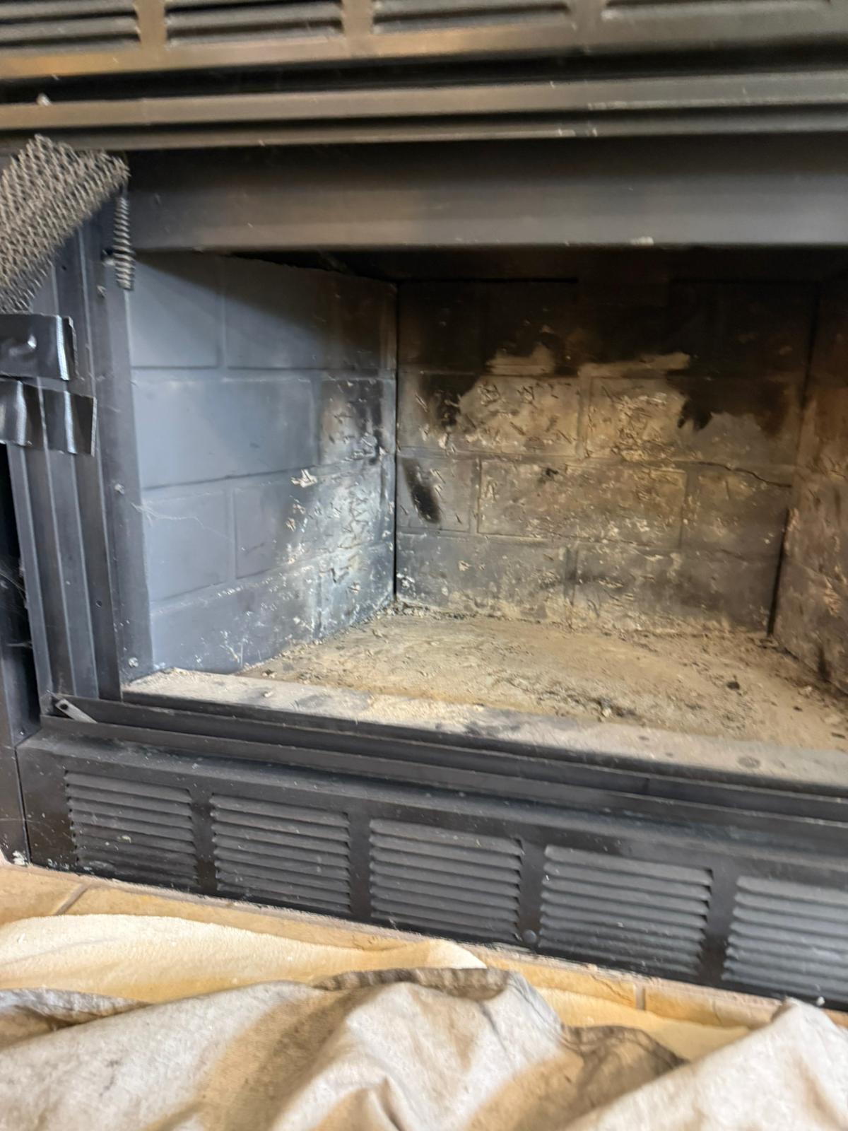 Cracked refractory panels before removal