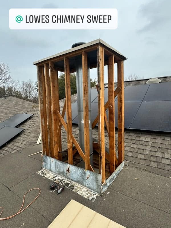 Damaged chimney chase before repair work began