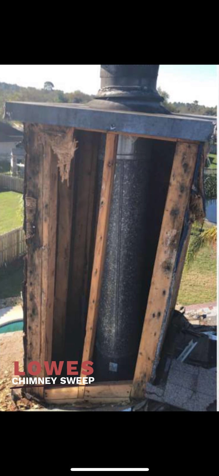 Chimney chase prepared before new siding installation