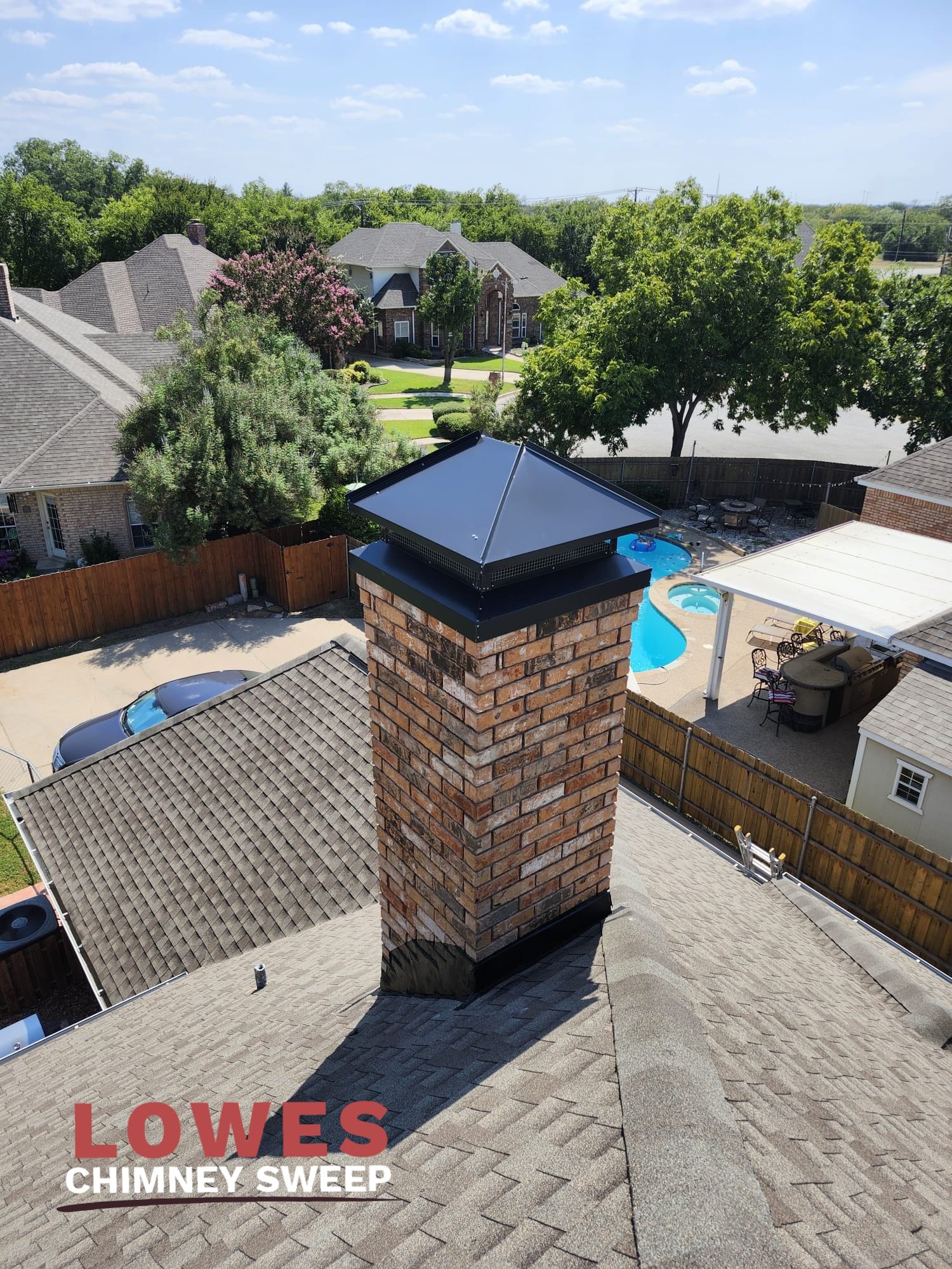 Rebuilt chimney crown with custom-measured chimney cap installed