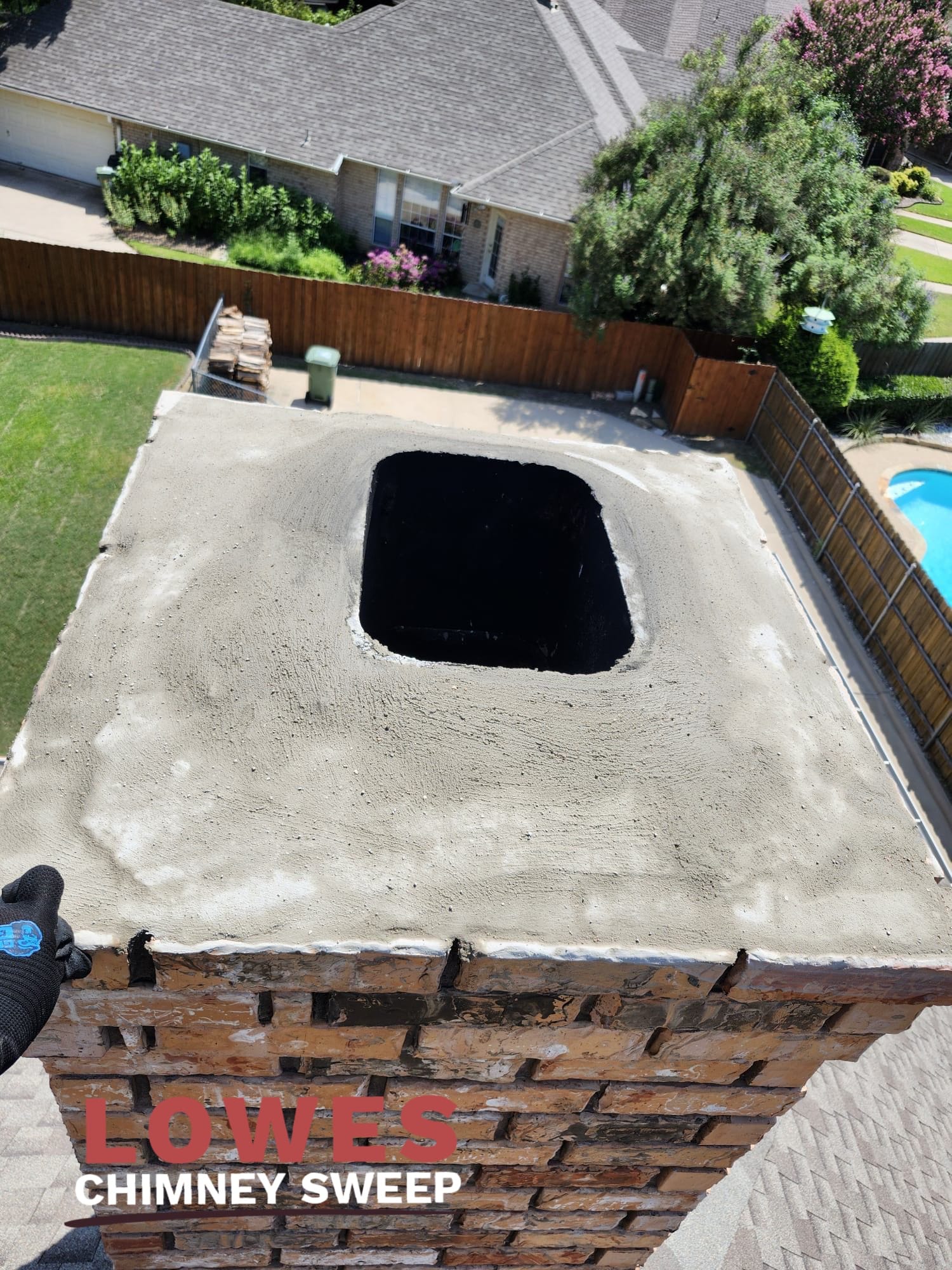 Deteriorated chimney crown before rebuild in Dallas Fort Worth