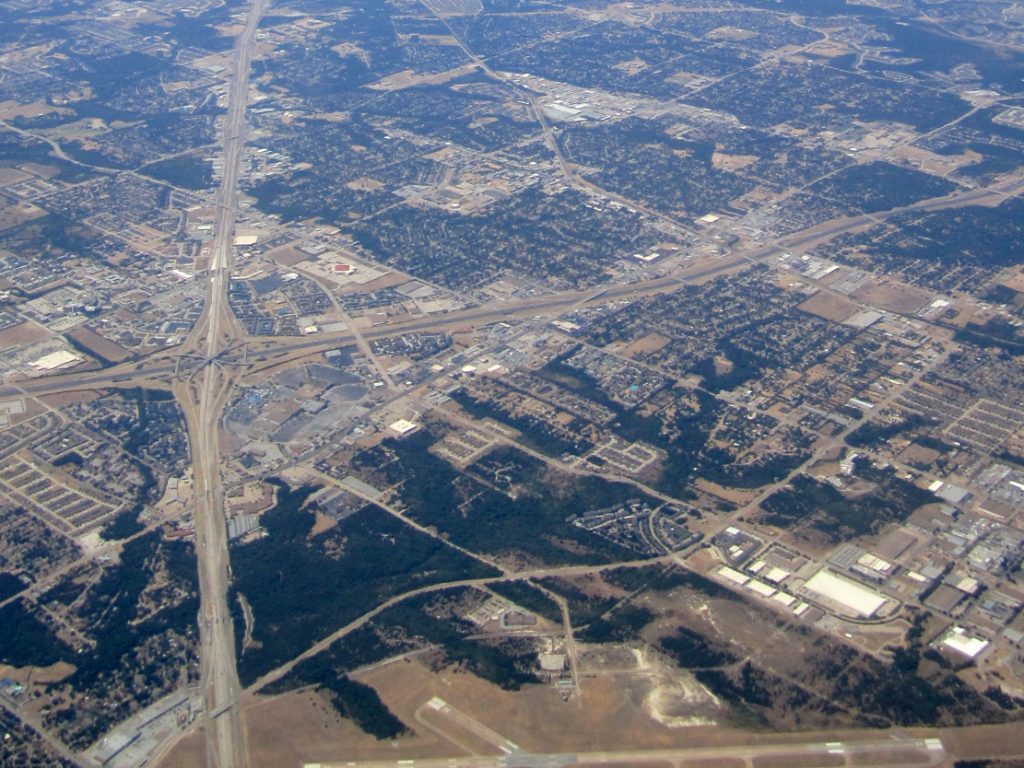 A view over Duncanville, Texas toward Joe Pool Lake