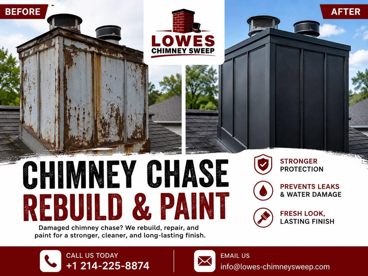 Chimney chase cover replacement, before and after