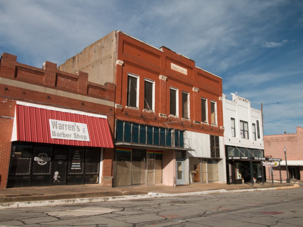 Historic brick commercial buildings in downtown Palestine, Texas