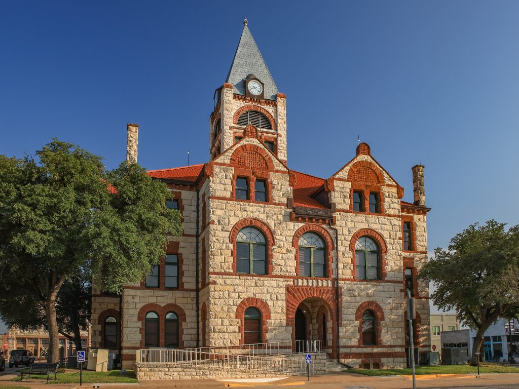 The Erath County Courthouse in downtown Stephenville, Texas