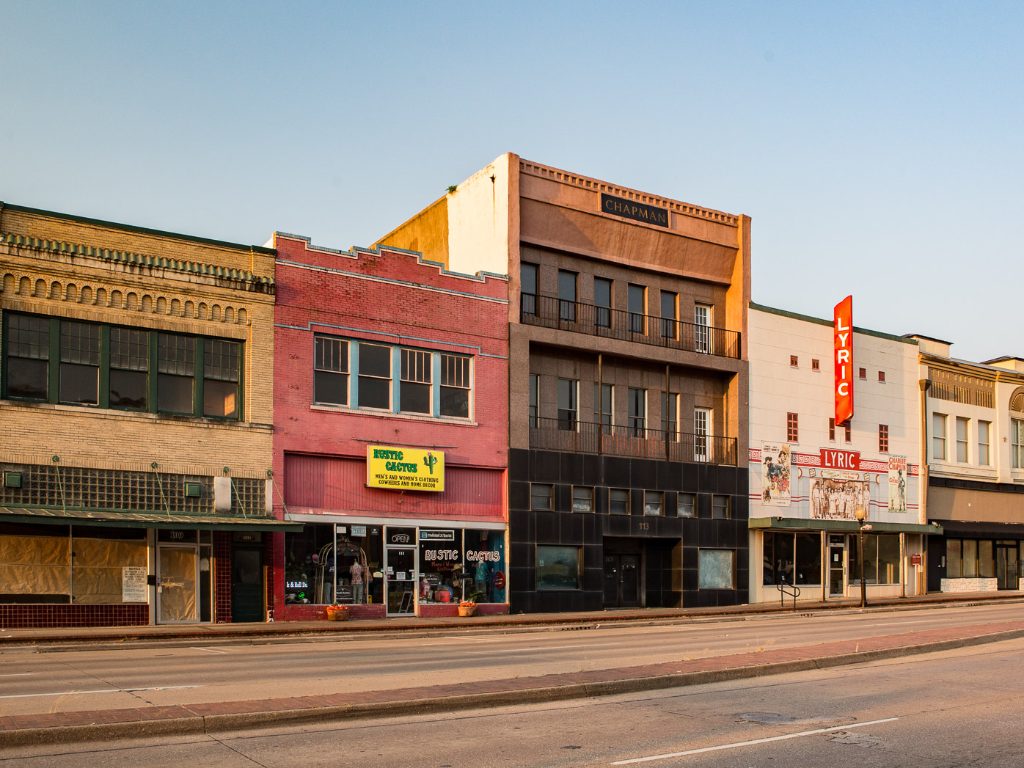 Historic brick buildings in downtown Terrell, Texas