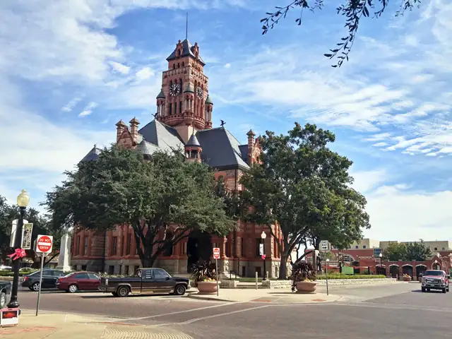 The historic Ellis County Courthouse in downtown Waxahachie, Texas
