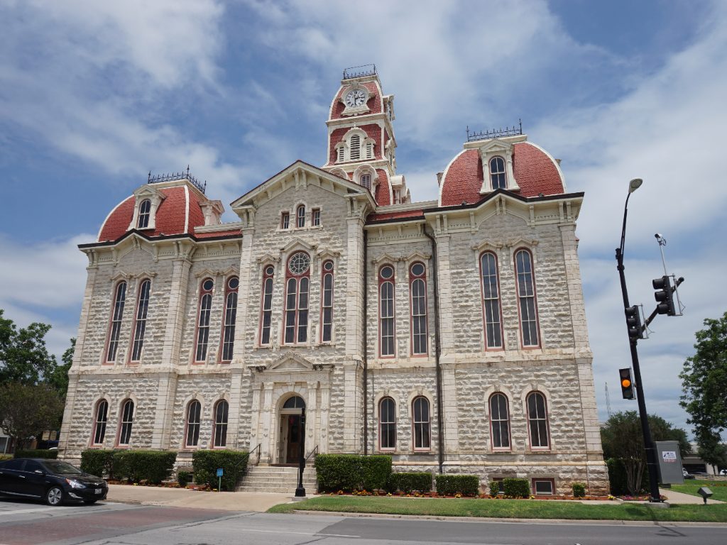 The 1886 Parker County Courthouse on the square in Weatherford, Texas
